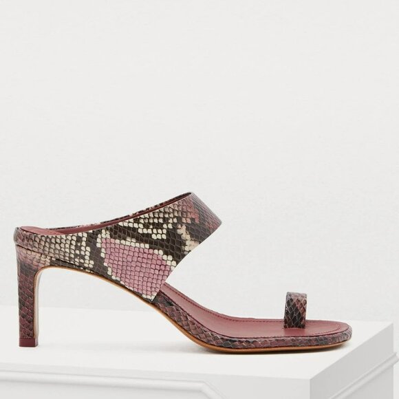 Zimmermann Snake-effect Toe Strap Leather Heeled Sandals - Picture 3 of 13